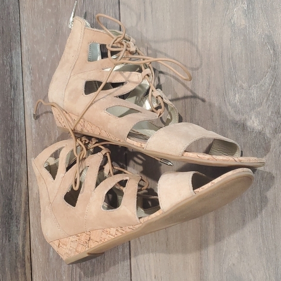 Sam Edelman Dean Suede back zip lace up sandals shoes flats sz 8 - Picture 9 of 14